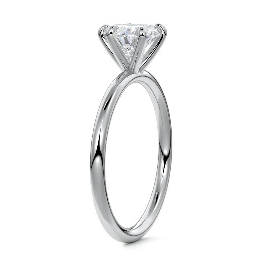 White gold Heart Diamond Solitaire Engagement Ring with Twisted Cathedral Setting