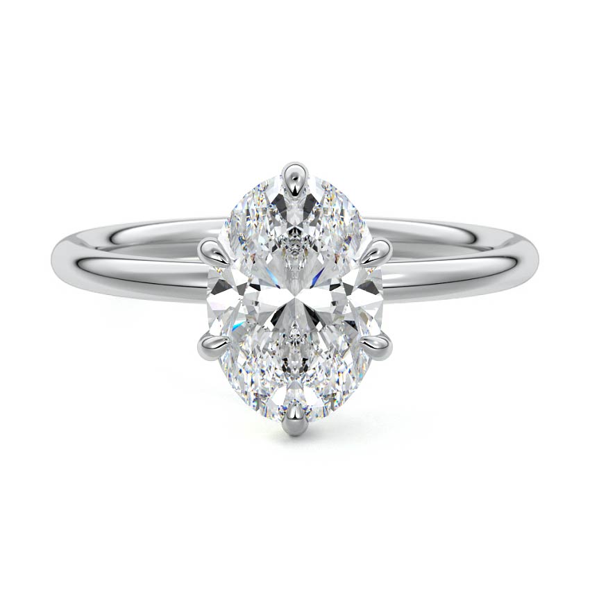 Platinum Oval Diamond Solitaire Engagement Ring with Twisted Cathedral Setting