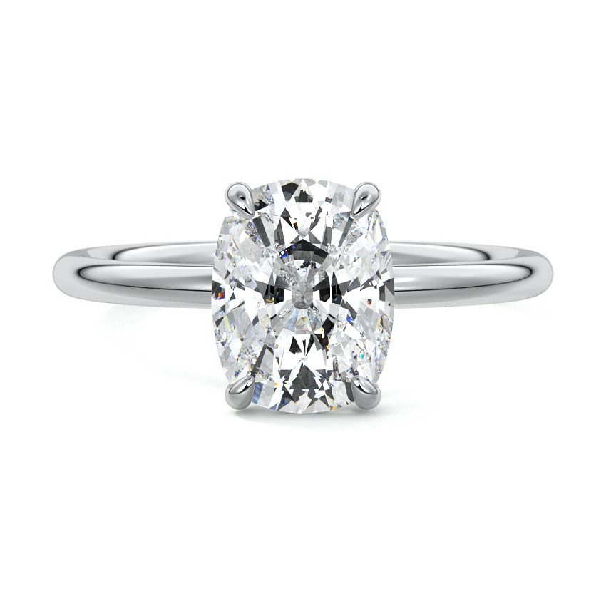 Platinum Cushion Diamond Solitaire Engagement Ring with Twisted Cathedral Setting