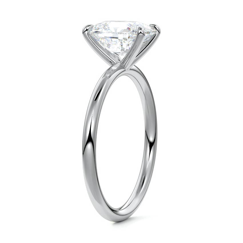 Platinum Cushion Diamond Solitaire Engagement Ring with Twisted Cathedral Setting