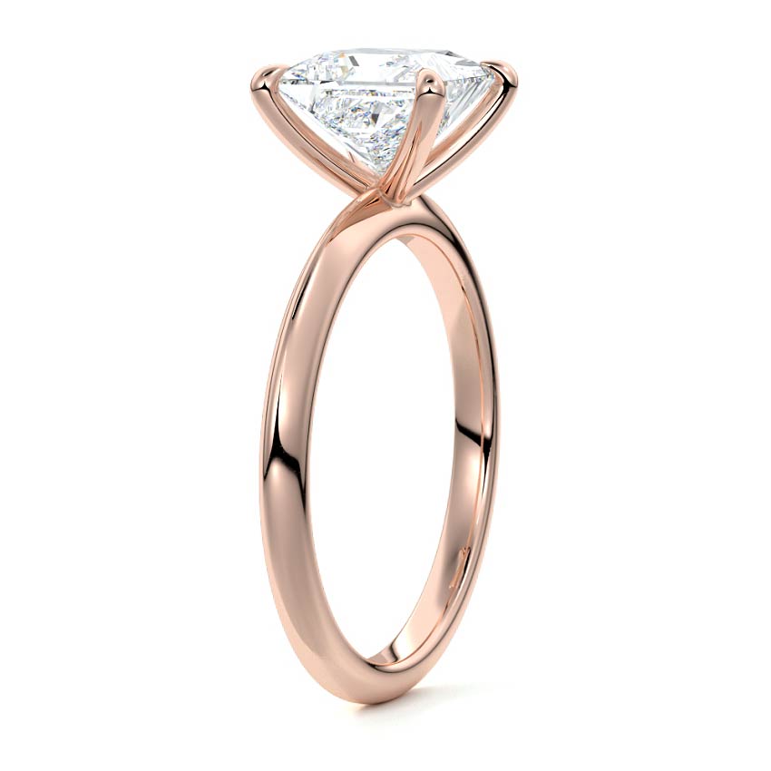 Rose gold Princess Diamond Solitaire Engagement Ring with Sculpted Cathedral Setting
