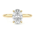 Yellow gold Oval Diamond Solitaire Engagement Ring with Sculpted Cathedral Setting