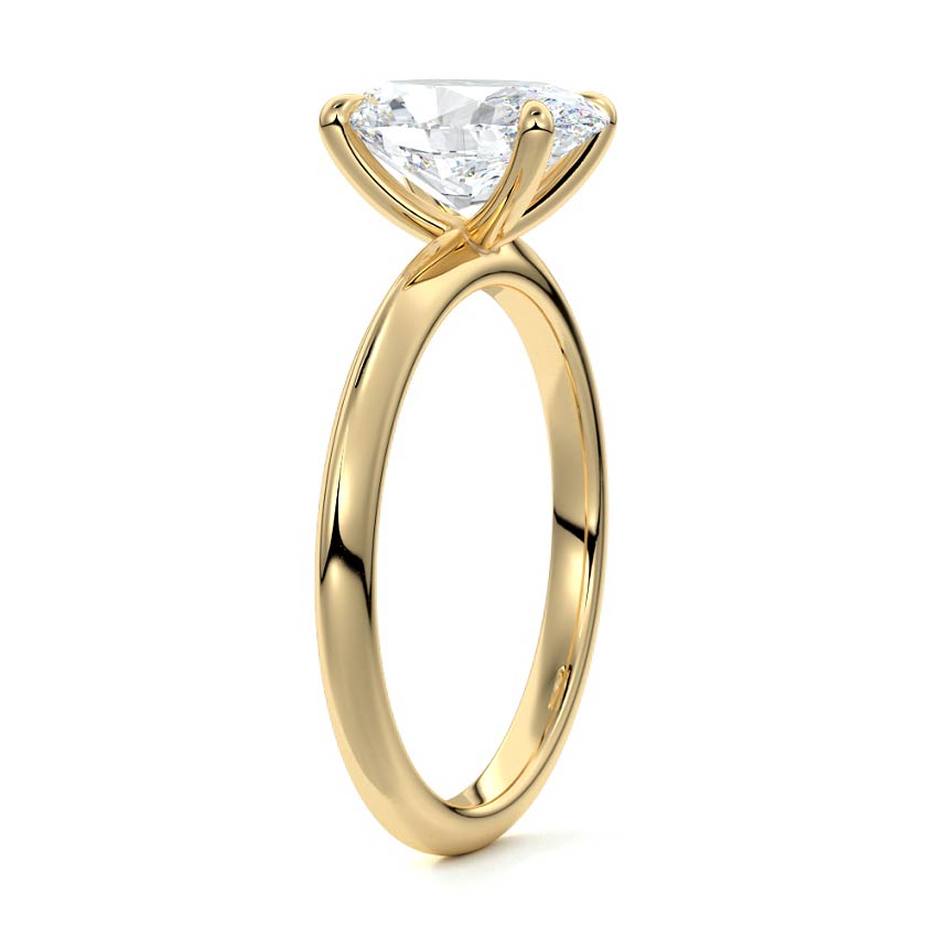 Yellow gold Oval Diamond Solitaire Engagement Ring with Sculpted Cathedral Setting