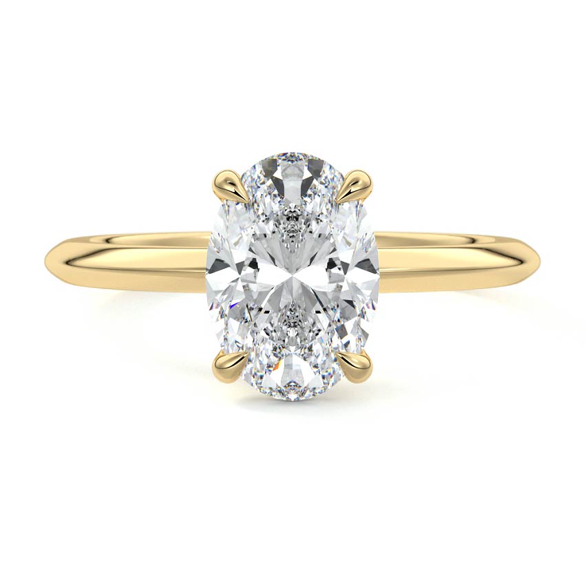 Yellow gold Oval Diamond Solitaire Engagement Ring with Sculpted Cathedral Setting