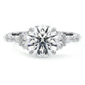White gold Round Diamond Engagement Ring with Mixed Shape Side Stones and Prong Setting