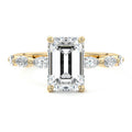 Yellow gold Emerald Diamond Side Stone Engagement Ring