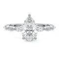 Silver Pear Diamond Side Stone Engagement Ring
