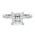 Silver Princess Diamond Side Stone Engagement Ring
