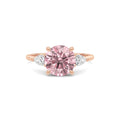 Rose gold Three-Stone Fancy Pink Round Cut Diamond Ring with Pear Side Stones