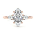 Rose gold Three-Stone Marquise Diamond Ring with Pear Side Stones