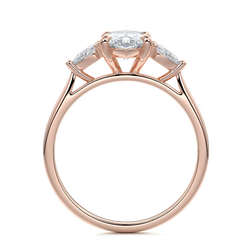 Rose gold Three-Stone Marquise Diamond Ring with Pear Side Stones