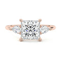 Rose gold Three-Stone Princess Diamond Ring with Pear Side Stones