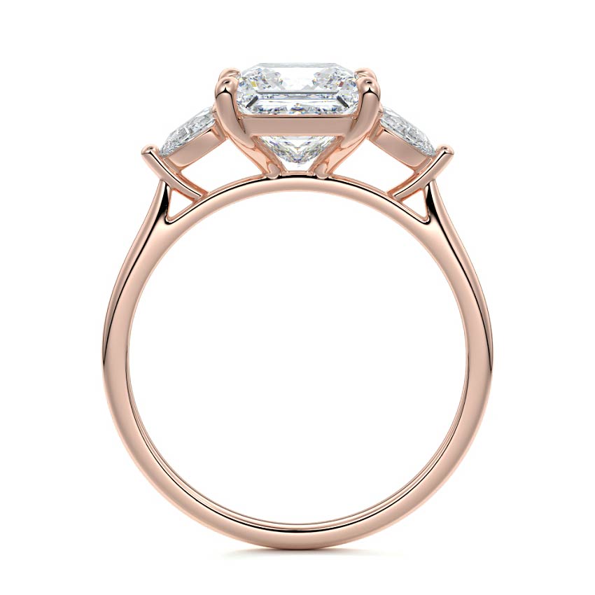 Rose gold Three-Stone Princess Diamond Ring with Pear Side Stones