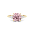 Yellow gold Three-Stone Fancy Pink Round Cut Diamond Ring with Pear Side Stones