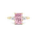Yellow gold Three-Stone Fancy Pink Radiant Cut Diamond Ring with Pear Side Stones