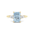 Yellow gold Three-Stone Fancy Blue Radiant Cut Diamond Ring with Pear Side Stones