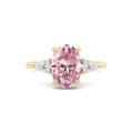Yellow gold Three-Stone Fancy Pink Oval Cut Diamond Ring with Pear Side Stones