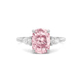 White gold Three-Stone Fancy Pink Cushion Cut Diamond Ring with Pear Side Stones