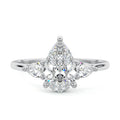 Silver Three-Stone Pear Diamond Ring with Pear Side Stones
