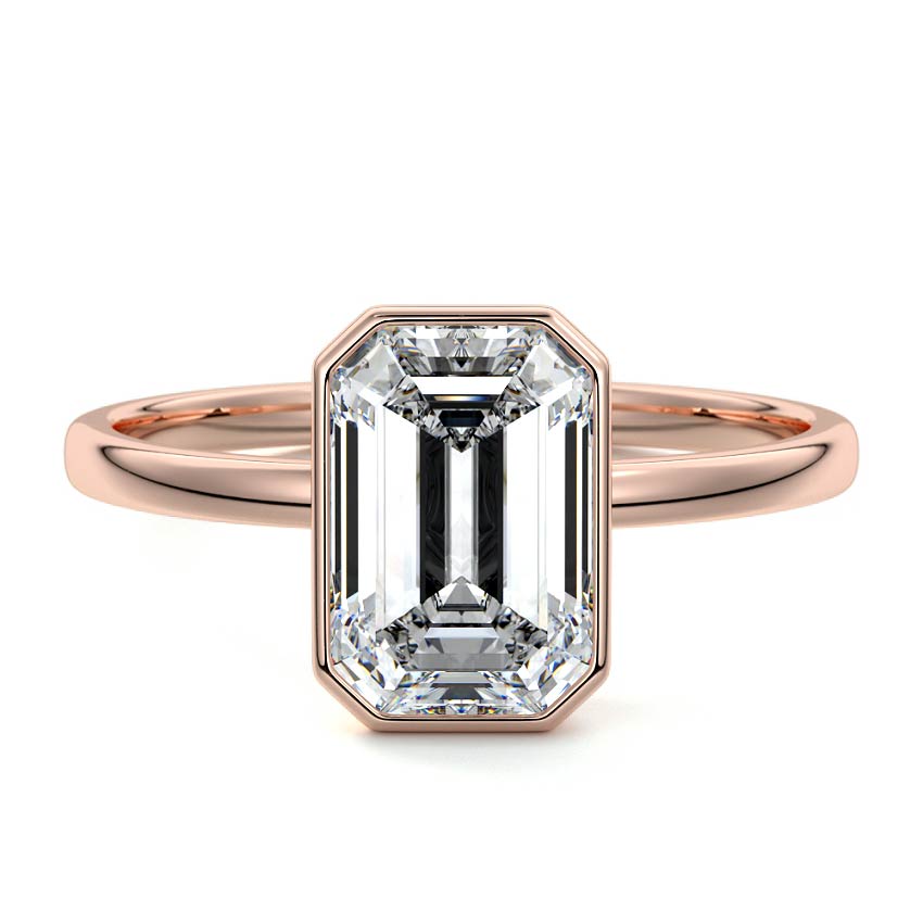 Rose gold Emerald Diamond Solitaire Engagement Ring