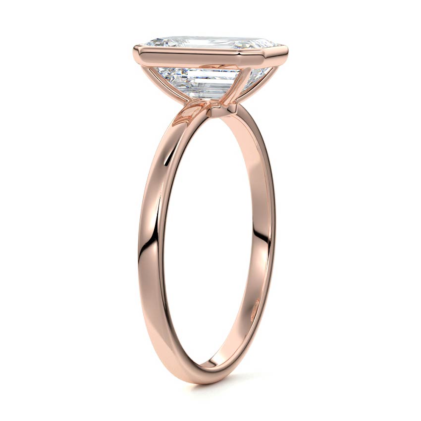 Rose gold Emerald Diamond Solitaire Engagement Ring