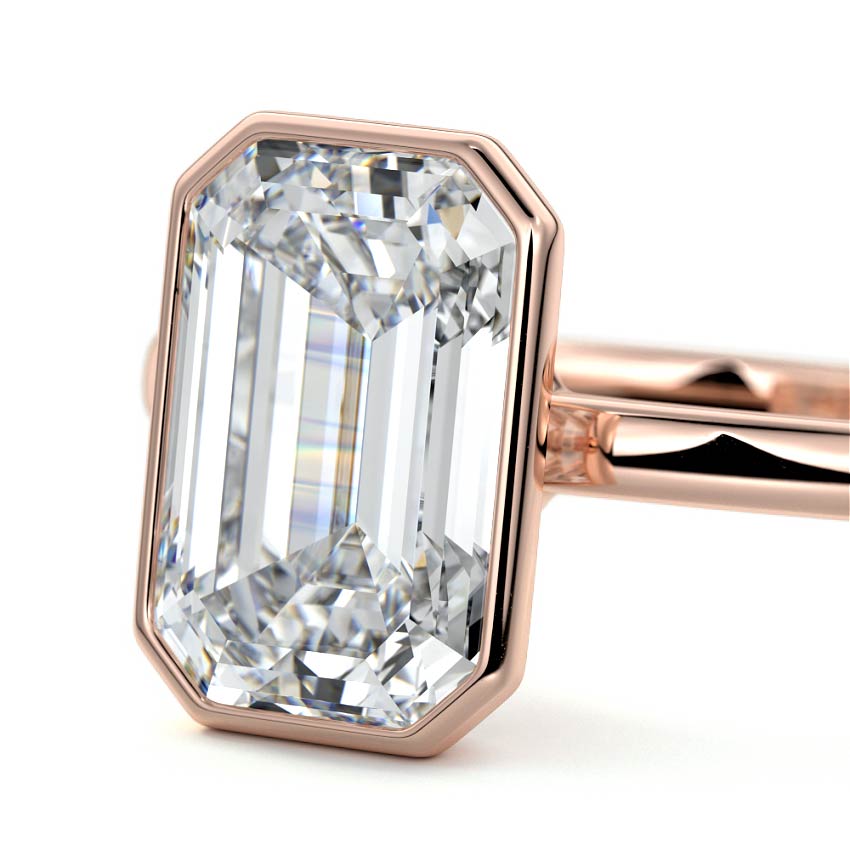 Rose gold Emerald Diamond Solitaire Engagement Ring