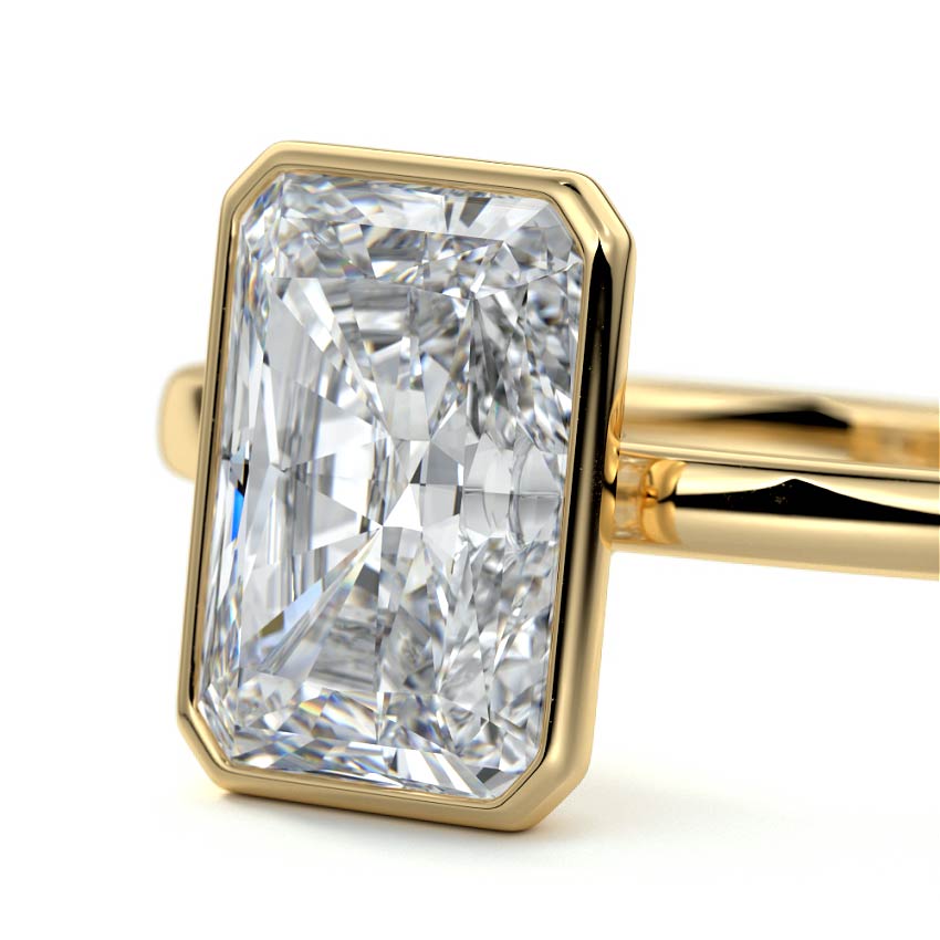 Yellow gold Radiant Diamond Solitaire Engagement Ring