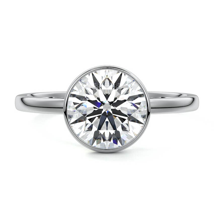 Silver Round Diamond Solitaire Engagement Ring