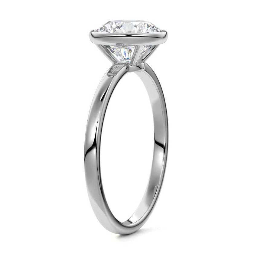 Silver Round Diamond Solitaire Engagement Ring