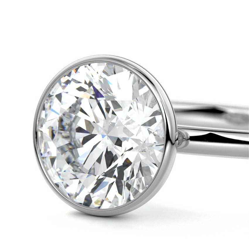 Silver Round Diamond Solitaire Engagement Ring