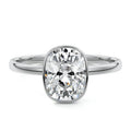 Silver Cushion Diamond Solitaire Engagement Ring