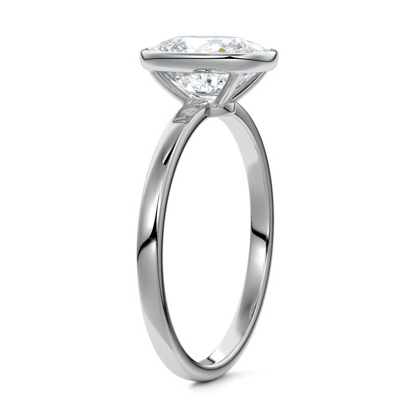 Silver Cushion Diamond Solitaire Engagement Ring