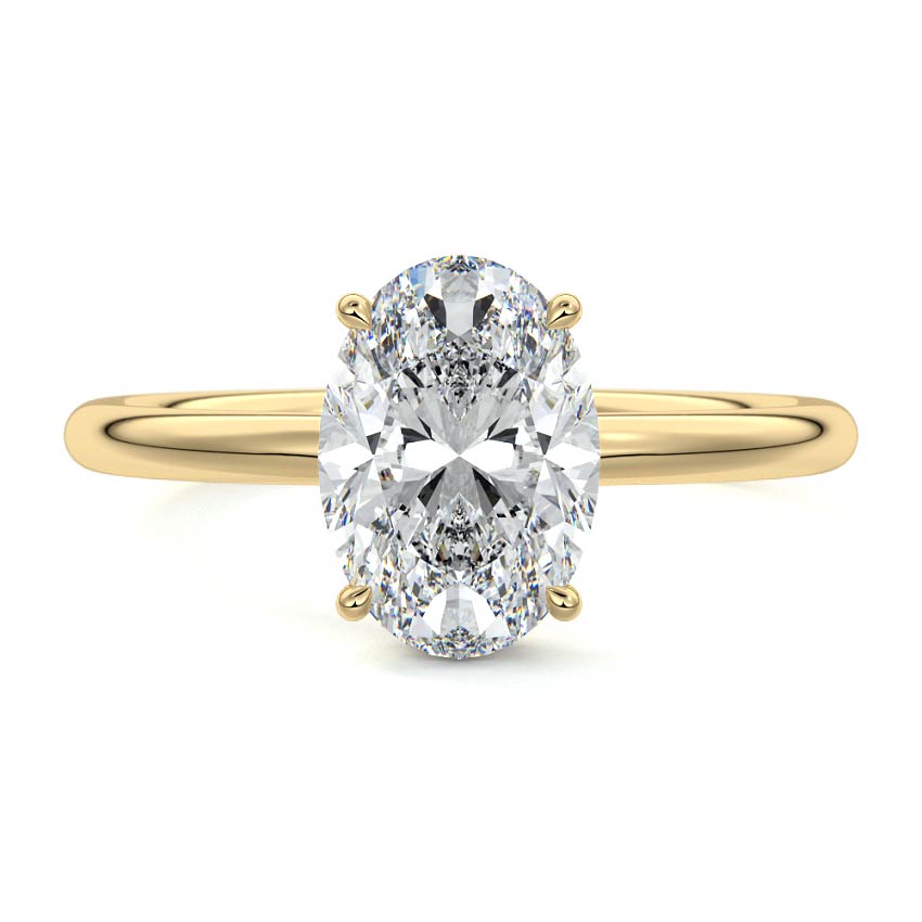 Yellow gold Oval Diamond Solitaire with Hidden Halo
