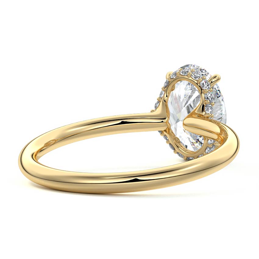 Yellow gold Oval Diamond Solitaire with Hidden Halo