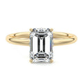 Yellow gold Emerald Diamond Solitaire with Hidden Halo