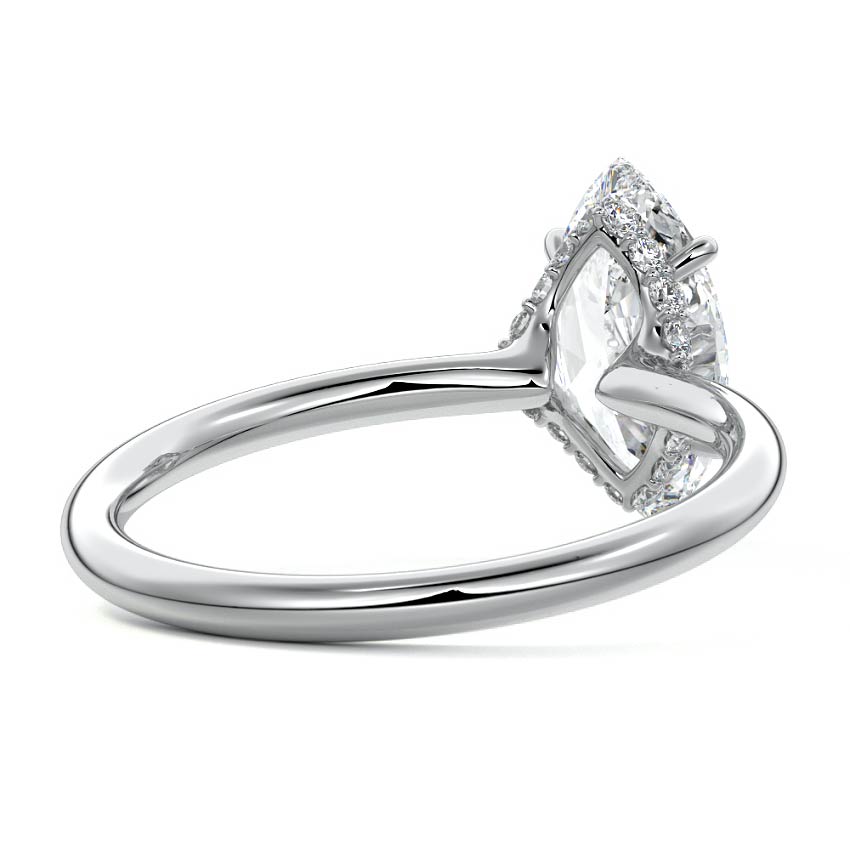 Silver Marquise Diamond Solitaire with Hidden Halo