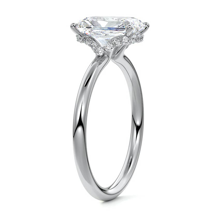 Platinum Radiant Diamond Solitaire with Hidden Halo