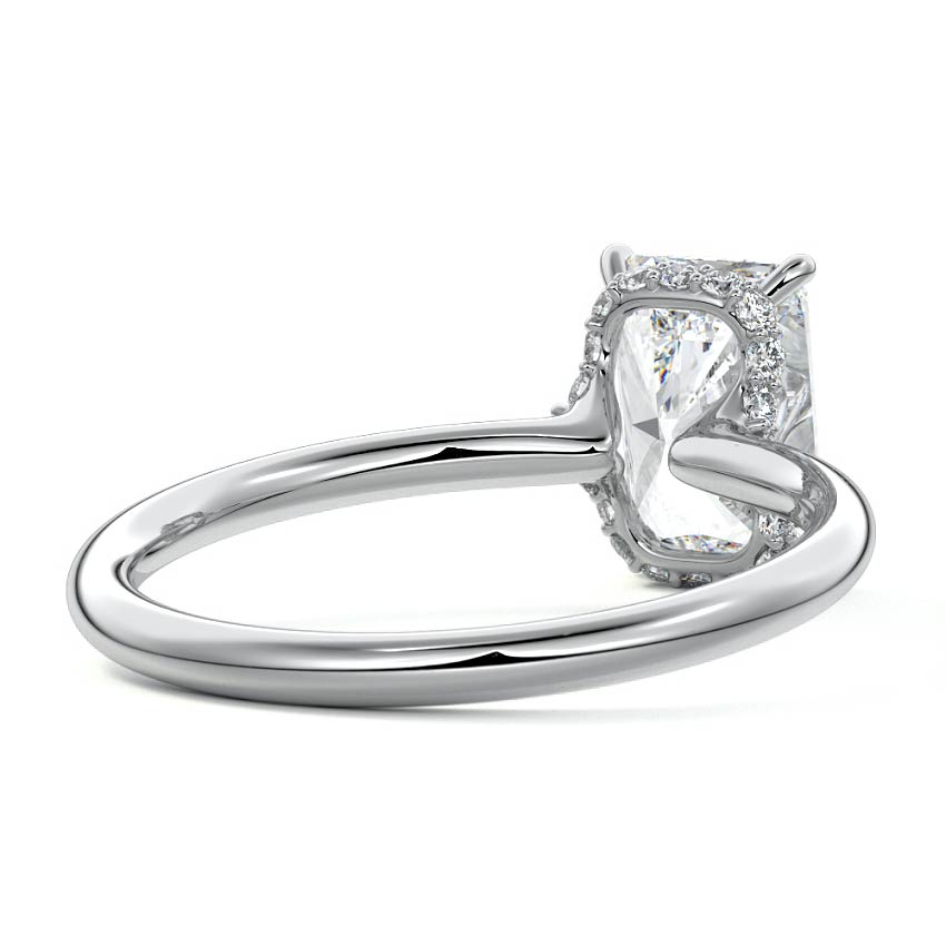 Platinum Radiant Diamond Solitaire with Hidden Halo