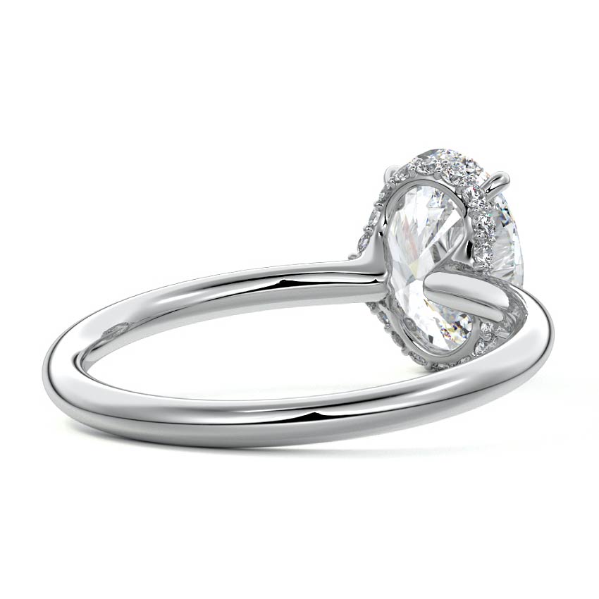 Platinum Oval Diamond Solitaire with Hidden Halo
