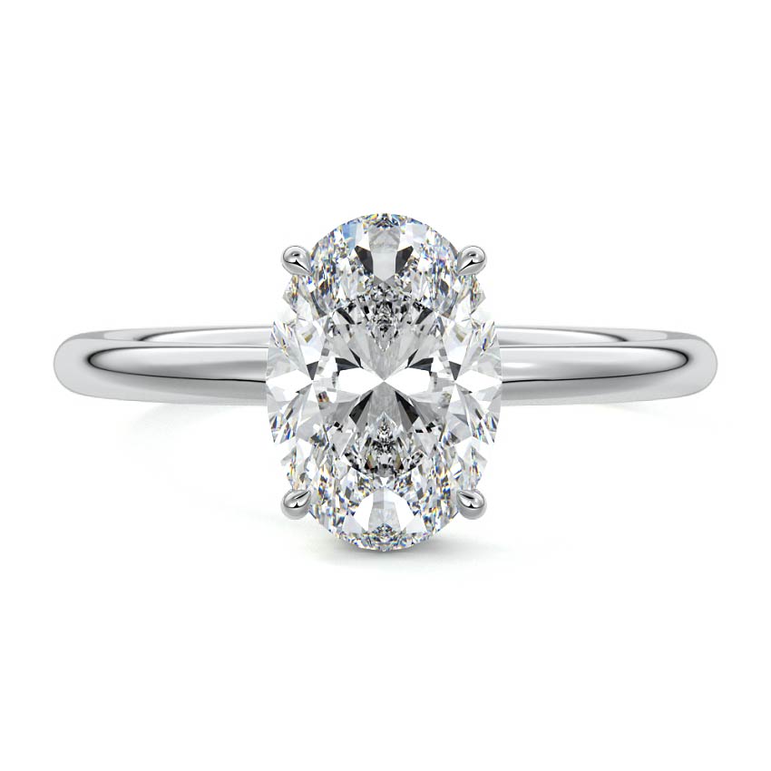 Platinum Oval Diamond Solitaire with Hidden Halo
