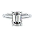 Platinum Emerald Diamond Solitaire with Hidden Halo