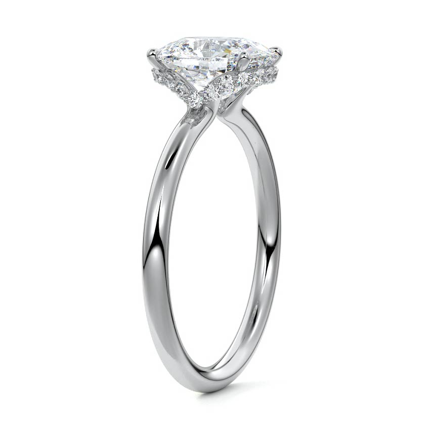 Platinum Cushion Diamond Solitaire with Hidden Halo