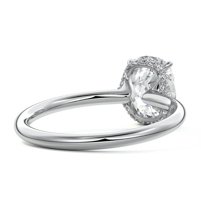 Platinum Cushion Diamond Solitaire with Hidden Halo