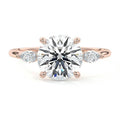 Rose gold Three-Stone Round Diamond Ring with Marquise Side Stones