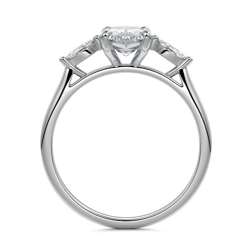 Platinum Three-Stone Marquise Diamond Ring with Marquise Side Stones