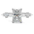Platinum Radiant Diamond Engagement Ring with Marquise and Round Side Stones