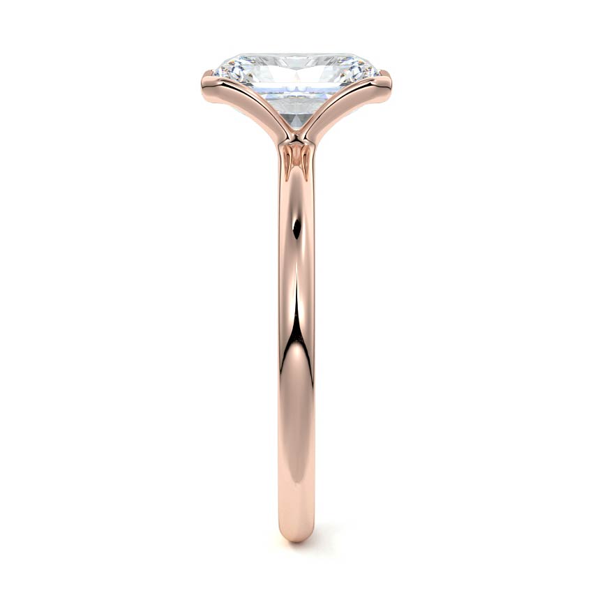 Rose gold Radiant Diamond Solitaire Ring with Bezel Setting