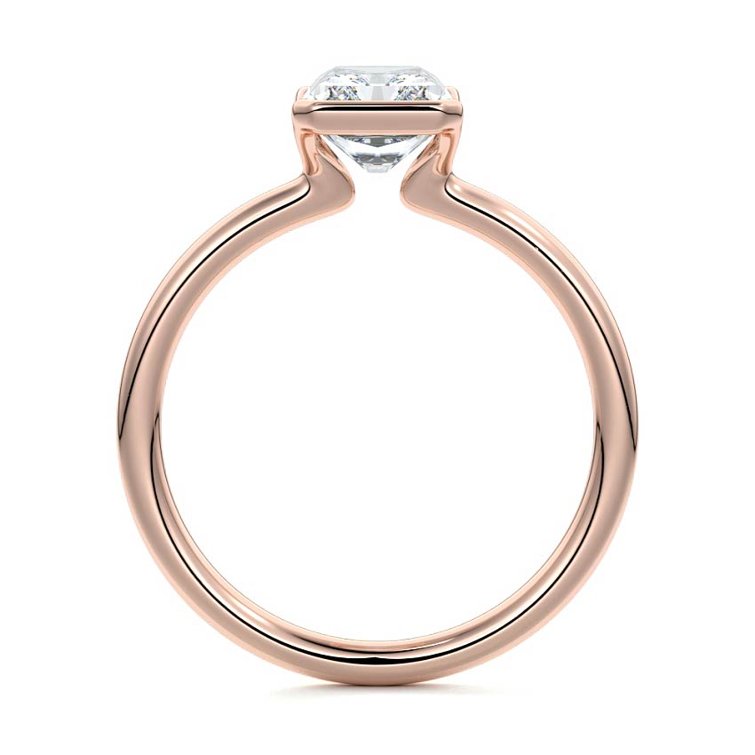Rose gold Radiant Diamond Solitaire Ring with Bezel Setting