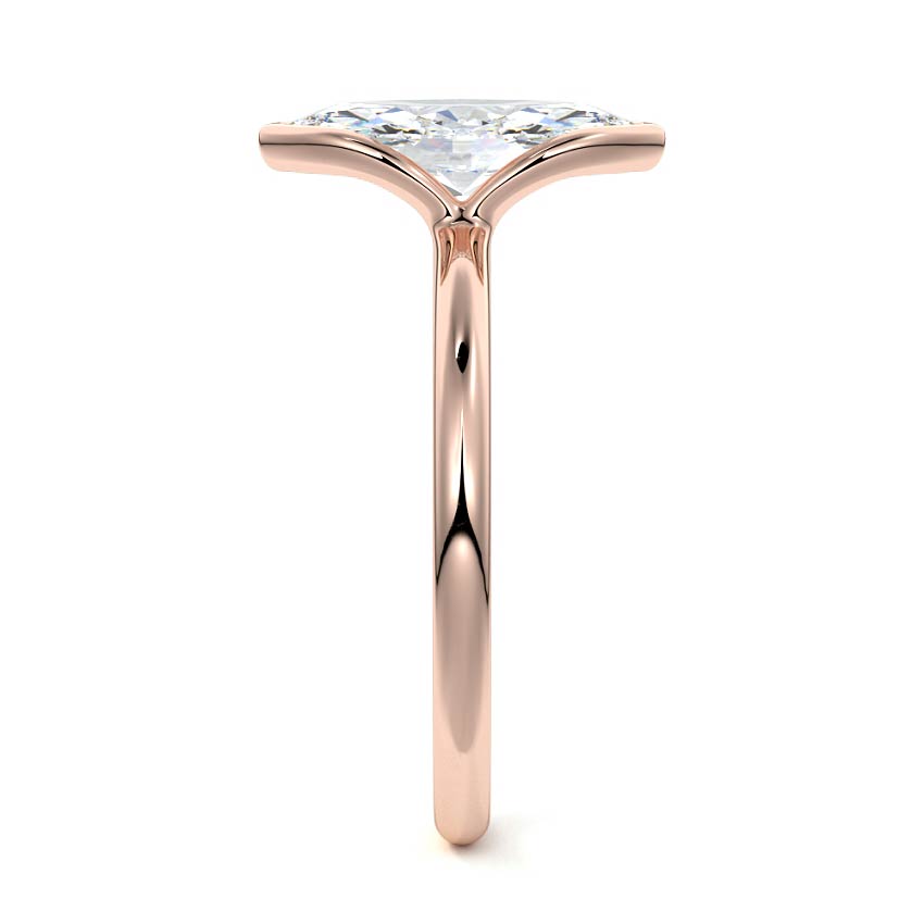 Rose gold Marquise Diamond Solitaire Ring with Bezel Setting