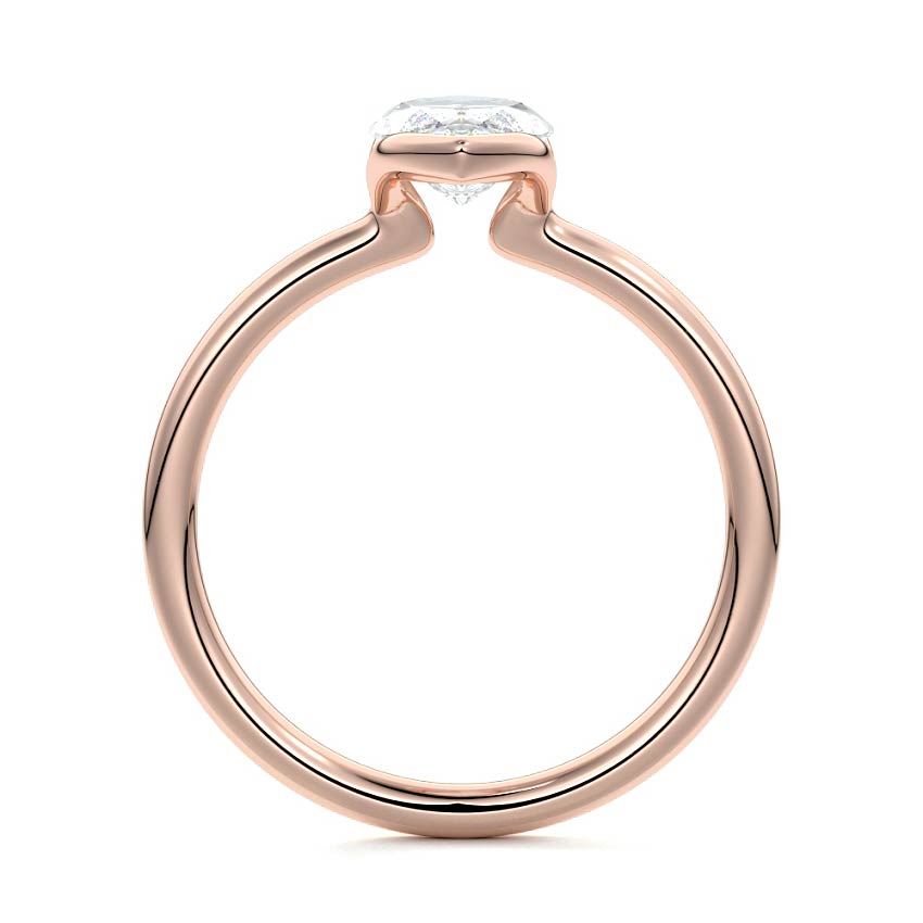 Rose gold Marquise Diamond Solitaire Ring with Bezel Setting